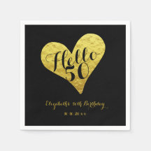 50-årsdag Hej 50 Svart | Falskt Guldhjärta