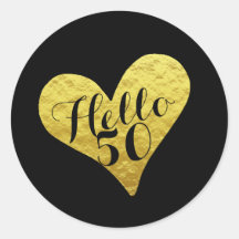 50-årsdag Hej 50 Svart | Falskt Guldhjärta