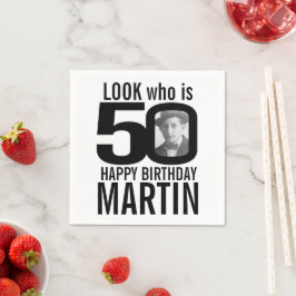 50-årsdag, mono, se 50-anpassningsbars foto och na pappersservett