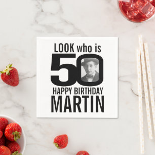 50-årsdag, mono, se 50-anpassningsbars foto och na pappersservett