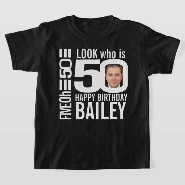 50-årsdag, mono, se 50-anpassningsbars foto på nam t shirt (Laydown)
