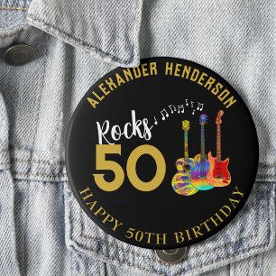 50-årsdag Namn Gitarrer Musik Rock 50 Knapp