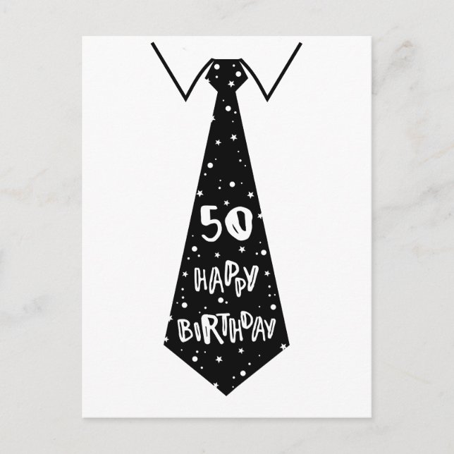 50-årsdag rolig födelsedagskort slips vykort (Framsida)