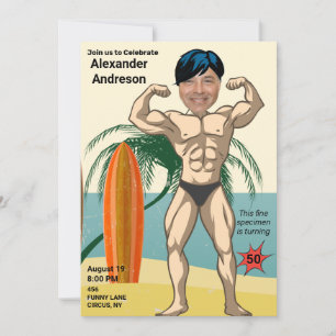 50-årsdag 💪🤣 Rolig herr-födelsedagspresent för k Inbjudningar