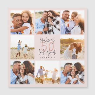 50-årsdag rosa girly glitter Magnetic Card