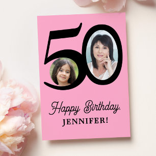 50-årsdag rosa svart personlig kort