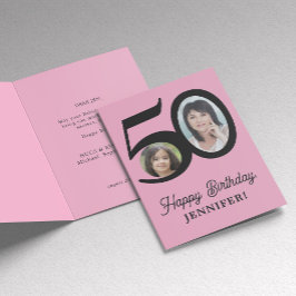50-årsdag rosa svart personlig kort