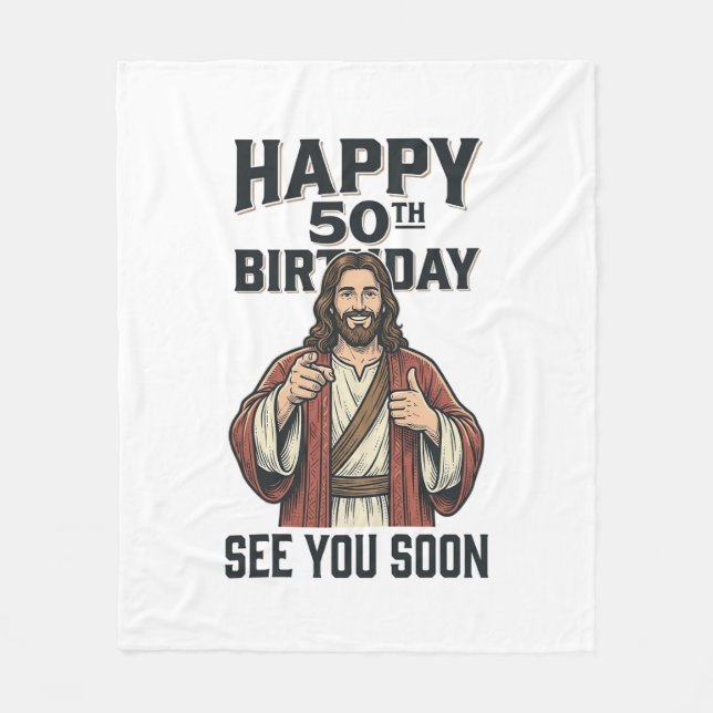 50-årsdag Se Dig Snart Religiöst Humor Design_ Fleecefilt (Framsidan)