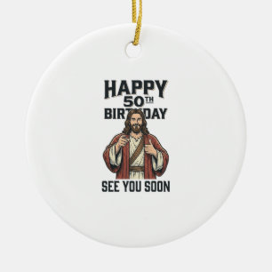 50-årsdag Se Dig Snart Religiöst Humor Design_ Julgransprydnad Keramik