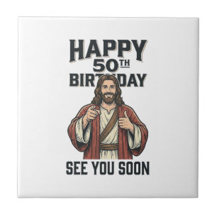50-årsdag Se Dig Snart Religiöst Humor Design_ Kakelplatta
