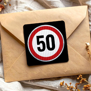 50-årsdag Skylt för hastighetsbegränsning - ALDER Fyrkantigt Klistermärke