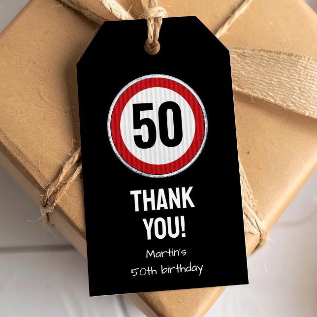 50-årsdag Skylt för hastighetsbegränsning - ALDER Presentetikett (Skapare uppladdad)