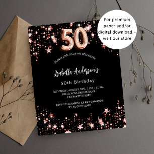 50-årsdag - svart budgetinbjudan för ro guld