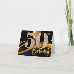 50-årsdag svart och guld elegant födelsedag kort