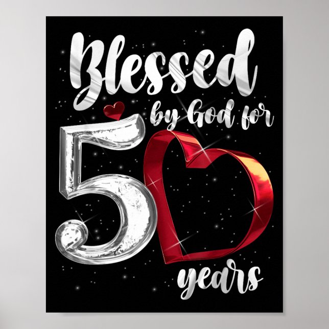 50-årsdag Välsignad av Gud i 50 år Födelsedag Poster (Framsidan)