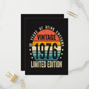 50-årsdag Vintage 1976 Begränsad Upplaga Inbjudan Vykort