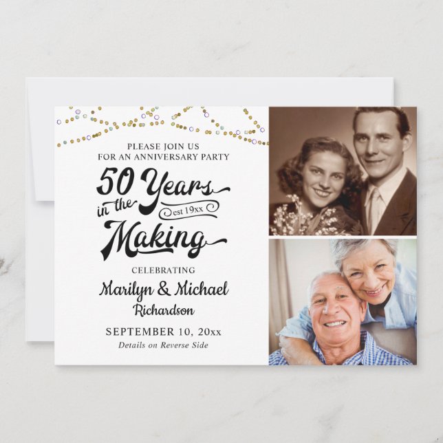 50 ÅRSDAGAR I SKAPAR Svarta Guld Inbjudningar (Framsida)