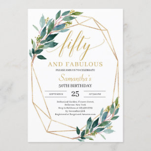 50-årsdagen av gröntens eukalyptus- och 50-årsdag inbjudningar