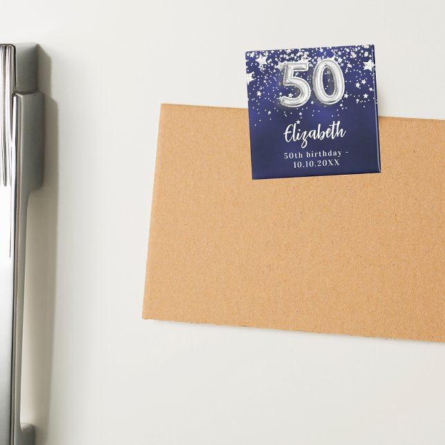 50-årsdagen av marinblå silver-stjärnor magnet (Skapare uppladdad)