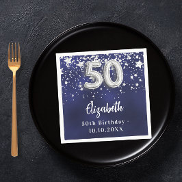 50-årsdagen av marinblå silver-stjärnor pappersservett