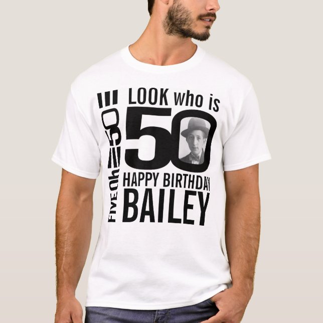 50-årsdagen av mono Titta 50-anpassningsbars foto  T Shirt (Framsida)