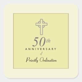 50-årsdagen av prästen med Embossed Kor Fyrkantigt Klistermärke