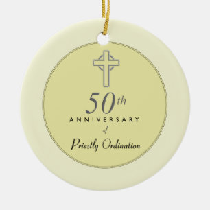 50-årsdagen av prästen med Embossed Kor Julgransprydnad Keramik