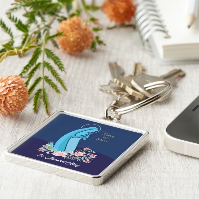 50-årsdagen av Religiösans livstid, nuets Rosa blo Fyrkantig Silverfärgad Nyckelring (Sidan)