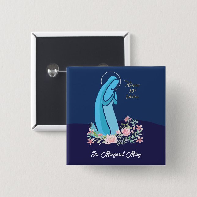 50-årsdagen av Religiösans livstid, nuets Rosa blo Knapp (Framsida & baksida)