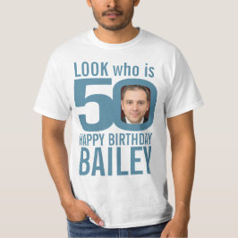 50-årsdagen blått grått ser 50-anpassningsbars fot t shirt