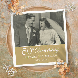 50-årsdagen Bröllop Photo Elegant Golden Pappersservett