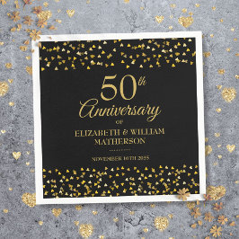 50-årsdagen Bröllop, Svart och Guld Pappersservett