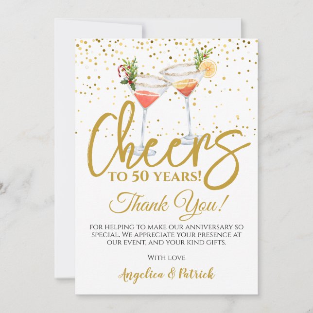 50-årsdagen Cheers Cocktails Tack Kort (Framsida)