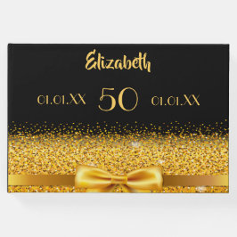 50-årsdagen elegant guld bog och band på svart gästböcker