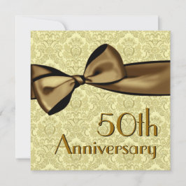 50-årsdagen Faux Satin Bow Metallic Papper Inbjudningar