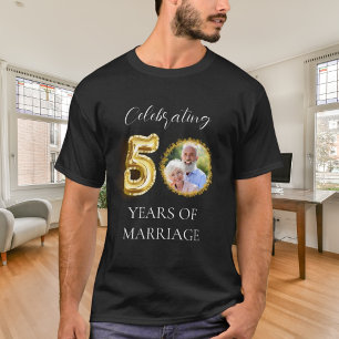 50-årsdagen för bröllop fotografi av det svarta gu t shirt