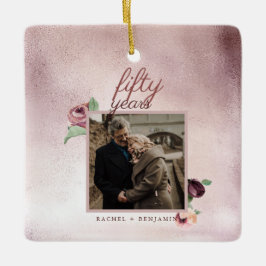 50-årsdagen för Bröllop Ro Guld Glitter Julgransprydnad Keramik