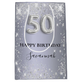 50-årsdagen för dammmonogrammet silver glitter