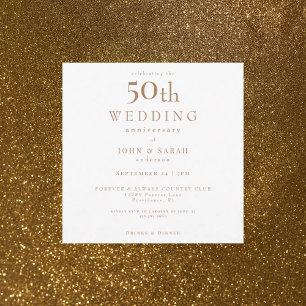 50-årsdagen för Elegance Square White & Guld Inbjudningar