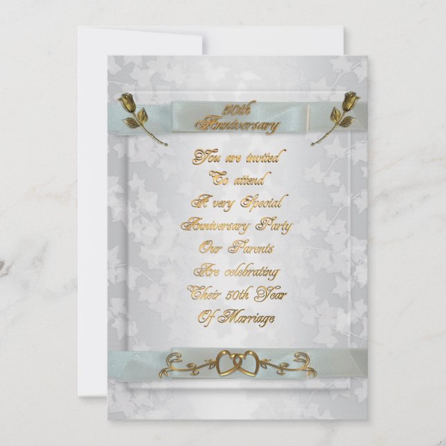 50-årsdagen för föräldrarnas inbjudan till guld ro (Framsida)