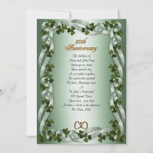 50-årsdagen för förnyelse av irländska schampar inbjudningar (Framsida)