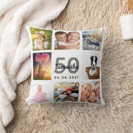 50-årsdagen för fotokollage, kvinnlig vit kudde