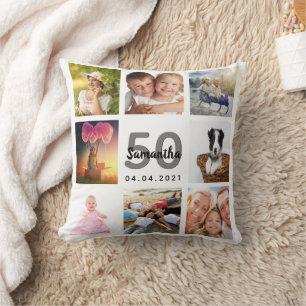 50-årsdagen för fotokollage, kvinnlig vit kudde
