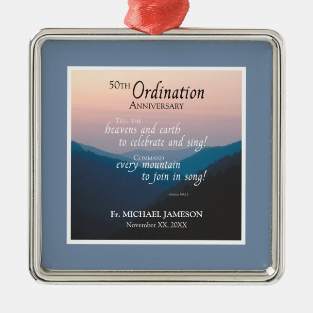 50-årsdagen för Grattisarna för Ordning Julgransprydnad Metall (Framsidan)