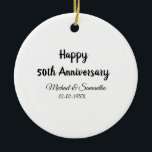 50-årsdagen för lycklig lägger till ett par namn-d julgransprydnad keramik<br><div class="desc">utformning</div>