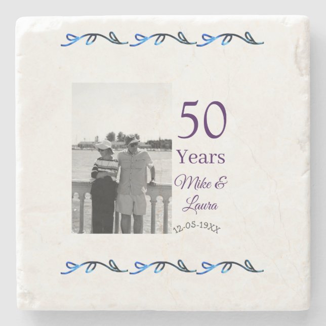 50-årsdagen för lycklig lägger till ett par namn-d stenunderlägg (Framsidan)