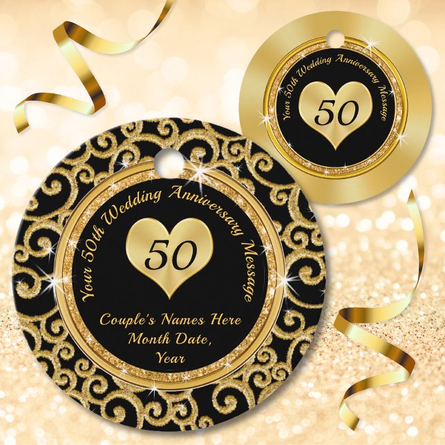 50-årsdagen för Märkre för Party favors Gåvor Etiketter (50th anniversary favor tags. 50 year wedding anniversary party supplies. 50th anniversary favors.)