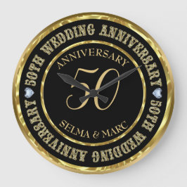 50-årsdagen för Metallic Guld & Black Stor Klocka