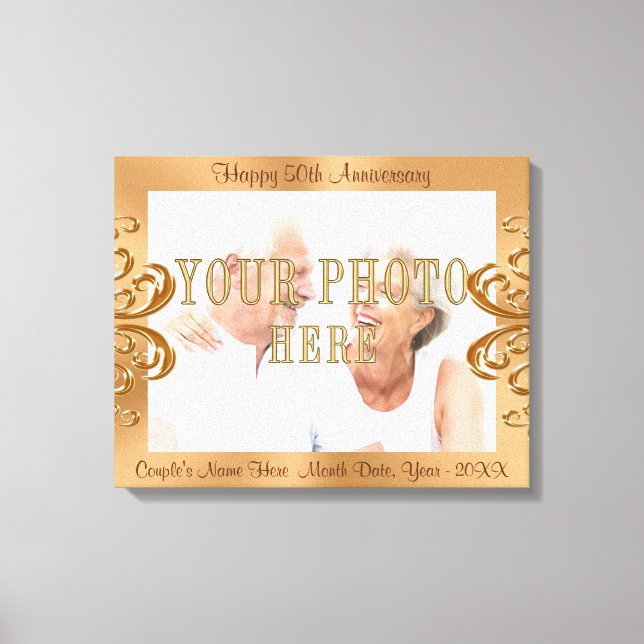 50-årsdagen för PHOTO Canvas med Namn och Data (Framsida)