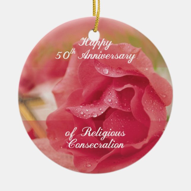 50-årsdagen för Religiösa Consecration Rosa Ro Julgransprydnad Keramik (Framsidan)